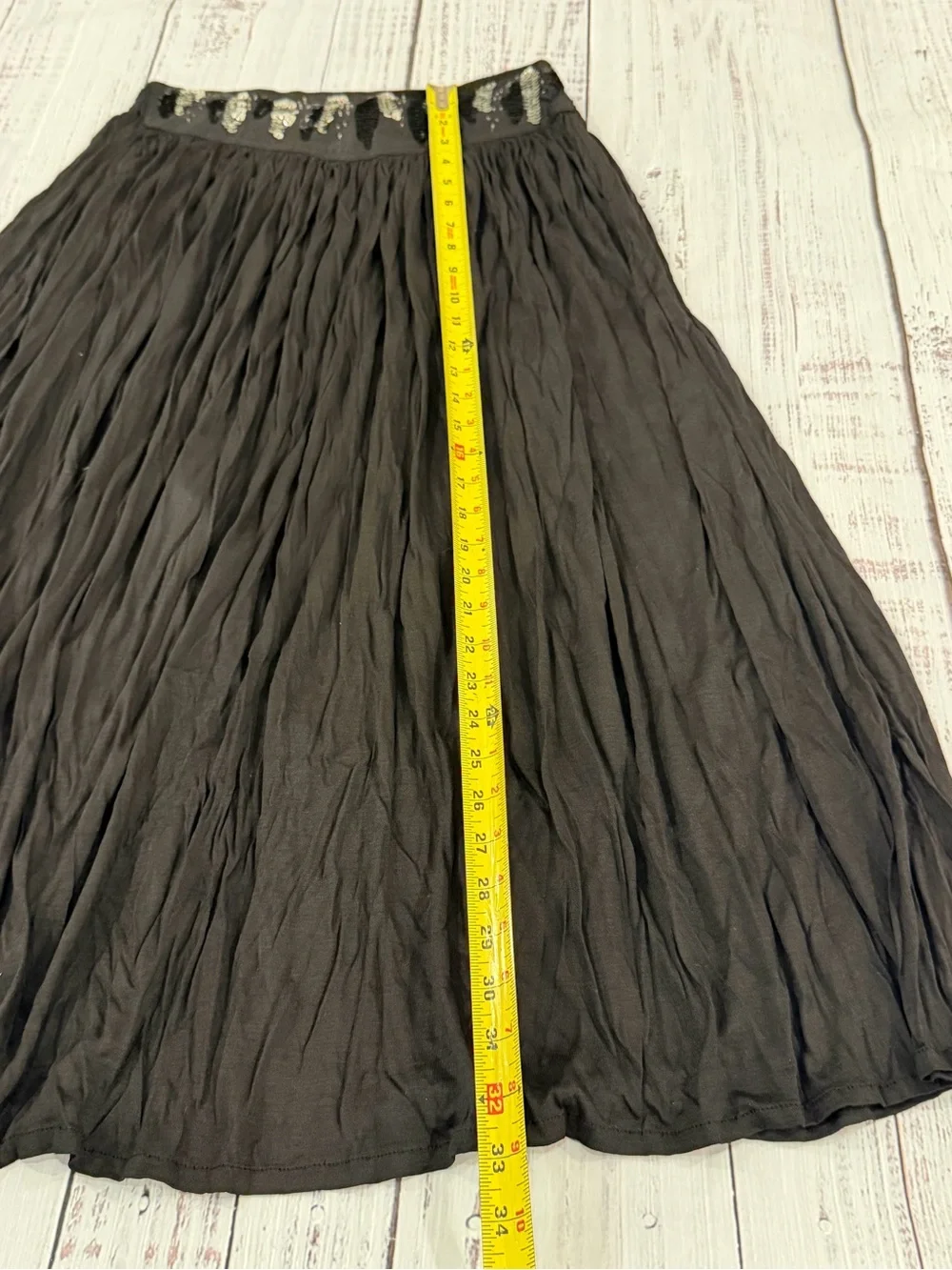 Papillon Vtg 100% Rayon Boho Broomstick Skirt V-shaped Yolk Waistband Women’s M